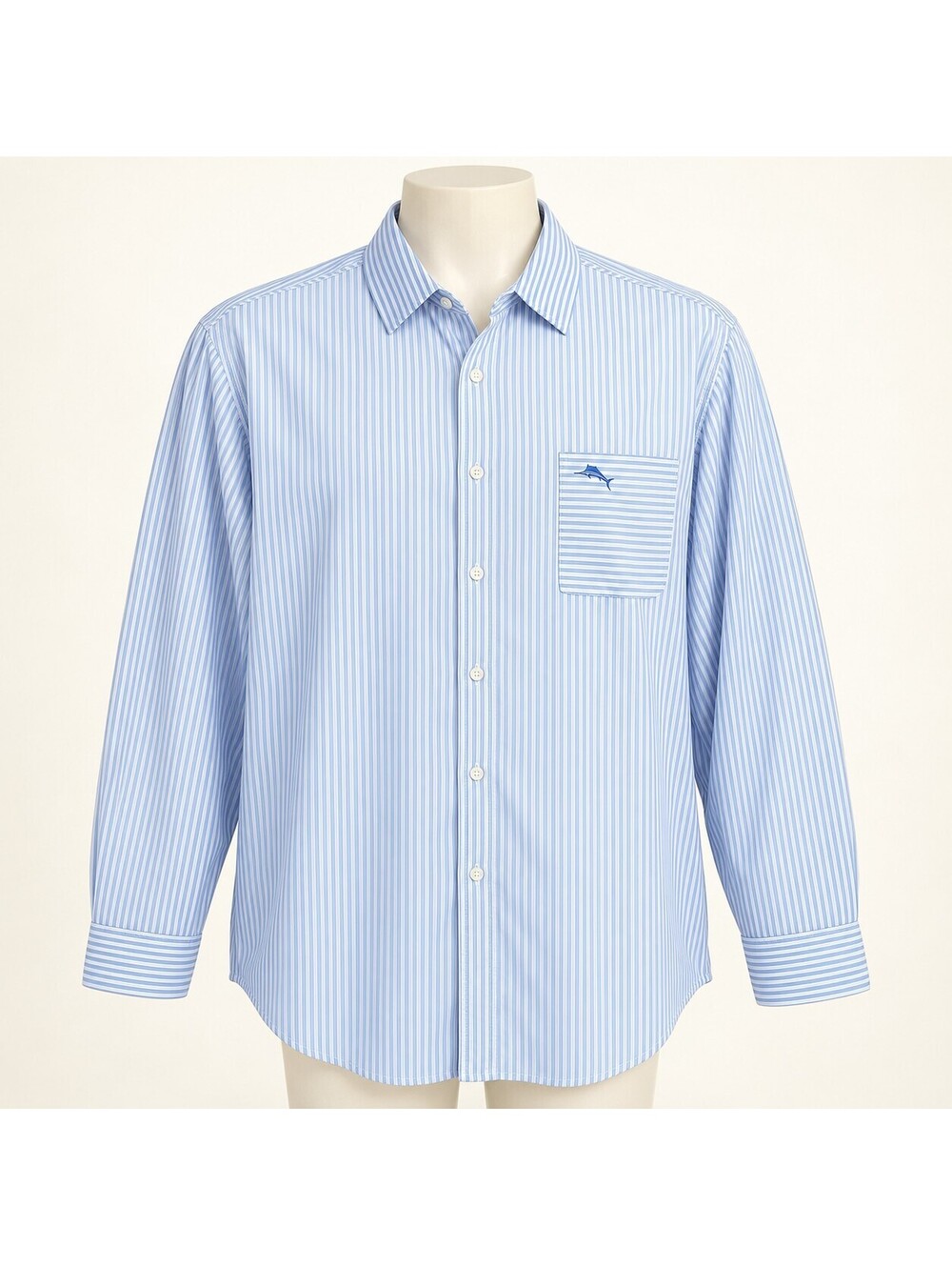 Tommy Bahama The Siesta Key Blue White Striped Long Sleeve Shirt 3XL